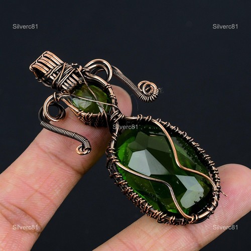 Heart Chakra Peridot Stone Wire Wrap Wife Artisan Wedding Pendant Jewelry Copper - Picture 4 of 9