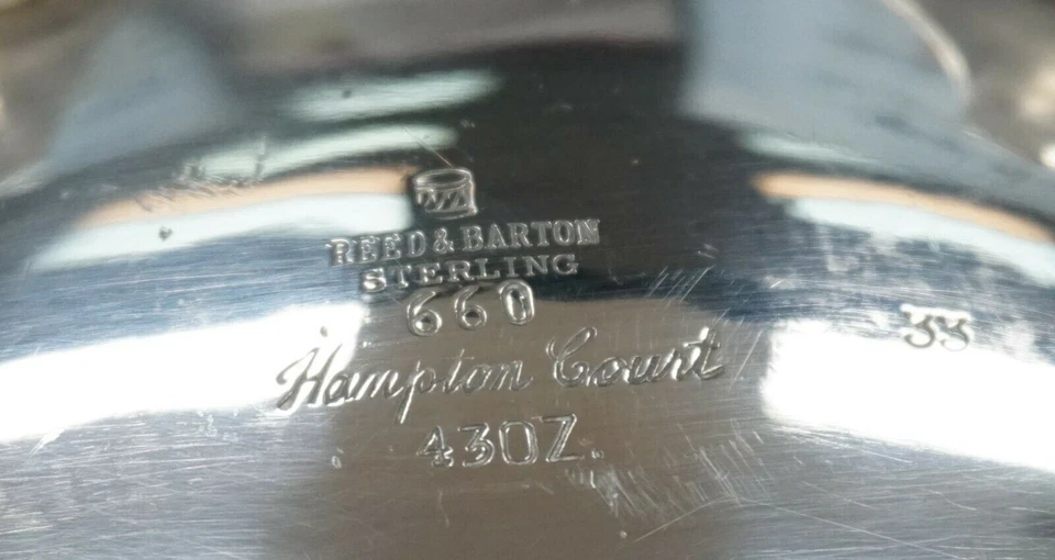 Tetera Reed & Barton plata esterlina patrón 660 Hampton Court 43 OZ sin mono Foto 2 de 4