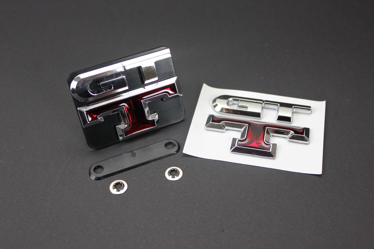 GTT Grill & Boot Badge Emblem Silver & Red for Nissan Skyline R32 