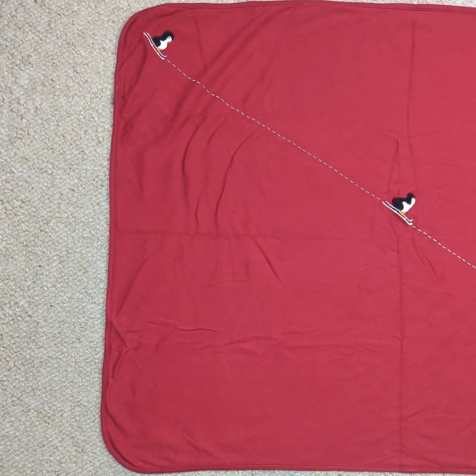 Manta de algodón vintage Gymboree bebé niña niño trineo rojo esquí trineo pingüino 2001 Foto 3 de 4