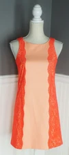 Gianni Bini GB Floral Scalloped Lace Coral A-Line Swing Dress Women's Size 0