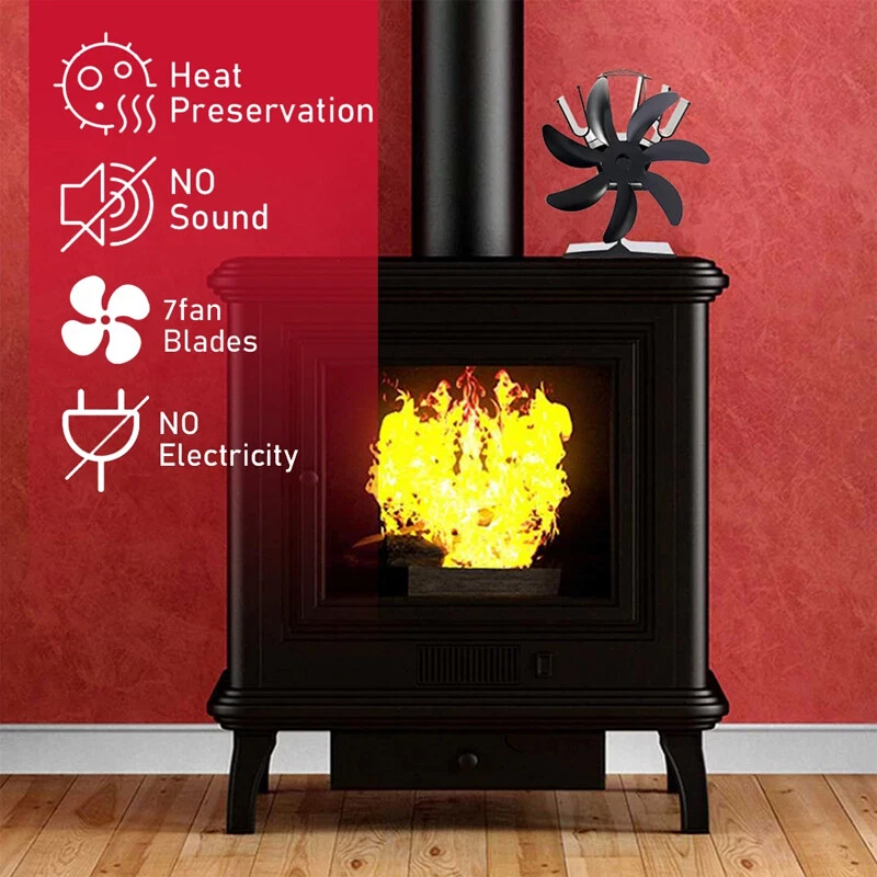 7 Blade Heat Powered Stove Top Fan for Wood Burner Log Burning Fire  Eco-friendly | eBay