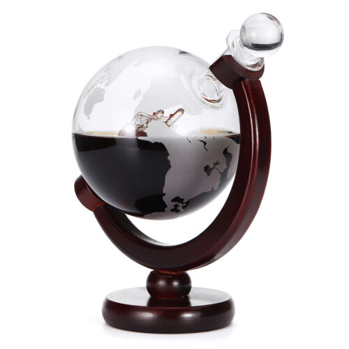 850ml Globe World Glass Crystal Whiskey Decanter Liquor Spirits Wine Bottle New - Picture 3 of 9