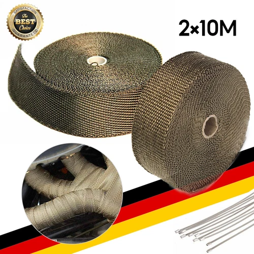 2x 10m Titan-Hitzeschutzband Auspuffband Bis 1400° Motorrad Hitzeschutz Krümmer - Bild 3 von 12