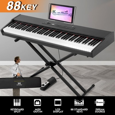 Black 88Keys Semi Weighted Electric Digital Piano with Stand,MIDI USB,Pedal,Bag