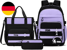Schulrucksack Mädchen Teenager, 3-Tlg. Schulranzen Set Für Mädchen 5.-12. Klasse