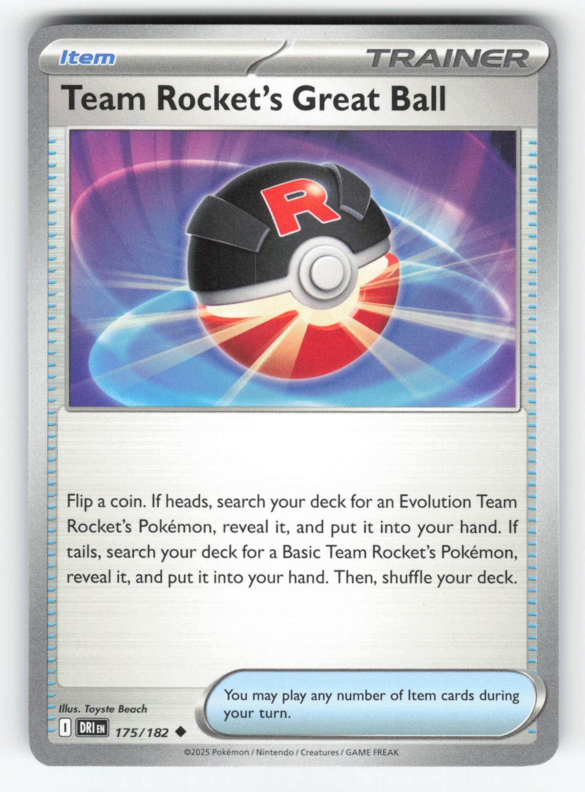 Team Rocket's Great Ball 175/182 DRI UC Destined Rivals Pokemon LP/NM EN