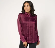 BEAUTIFUL by Lawrence Zarian Women's Top Sz M Pintuck Detail Purple A675187