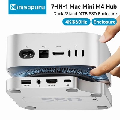 Minisopuru Mac Mini M4 Dockständer mit M.2 Nvme SSD Gehäuse 4K60Hz HDMI SD/TF