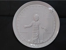 FRANKOMA CHRISTMAS PLATE "The King of Kings 1970" John Frank Grey Glaze EUC!