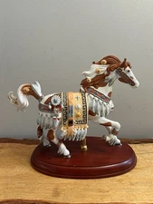 VTG,2004,LENOX,*RARE*, Pinto Carousel Horse.Hand Painted.Crystal Gems.COA,(H17)