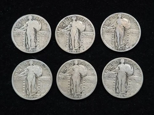 Group of 6 Standing Liberty Silver Quarters Mixed Conditions NICE! #2