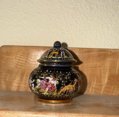 PALLINI ATTIKI Venus Greek Perfume Jar Vintage Ceramic Gold Detailing