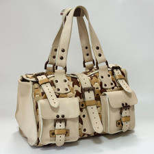 Mulberry Roxanne Y2K Leather Tote Shoulder Bag White Vintage Used