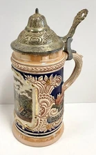 Vintage GERZ West German Mannheim Scenery Pewter Beer Stein