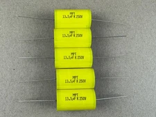5 New 13.5 uF 250V Supertech MPT Film Audio Signal Crossover Capacitors (Qty)