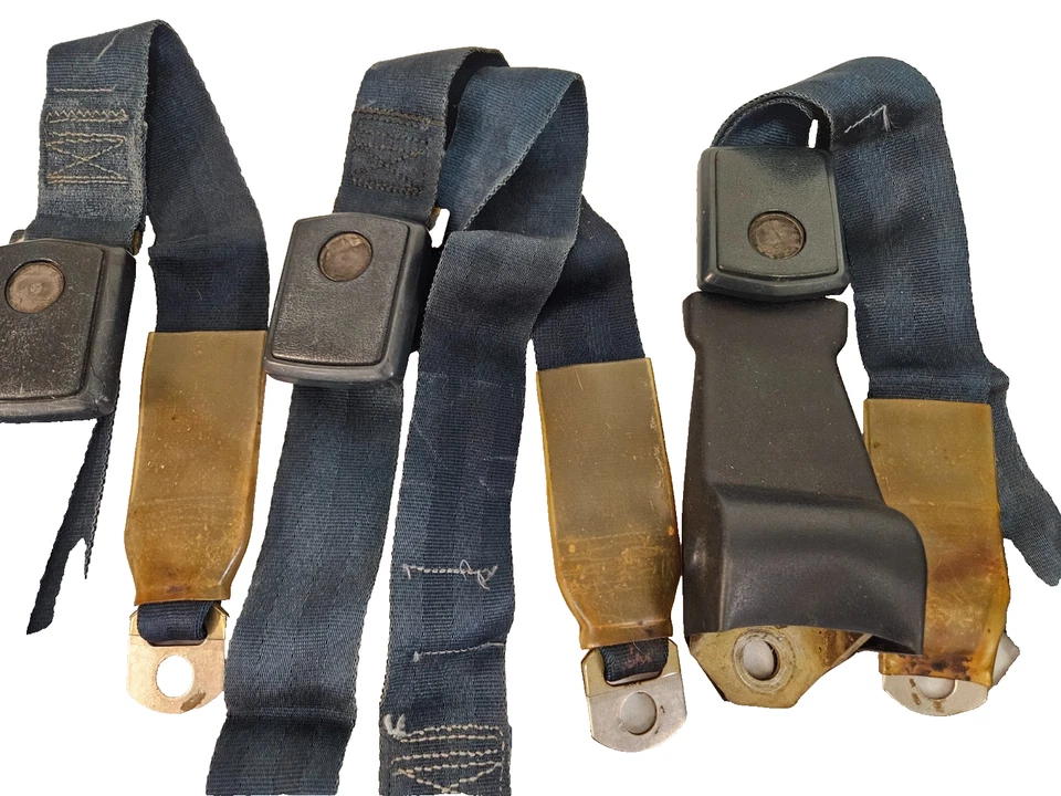 Juego de cinturones de seguridad Mustang Cougar OEM Ford 1968 1969 5 piezas azul estándar con retractores Foto 3 de 4