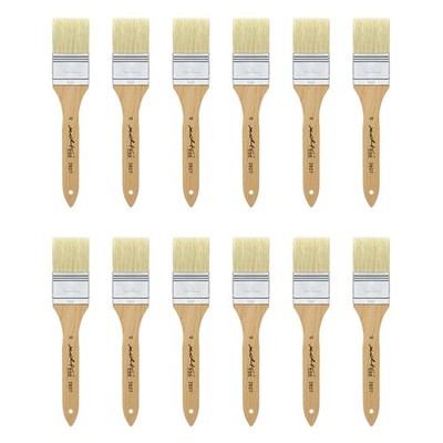 XDT#2827-40 Hake Brush 12Pc Set- Flat Paint Brushes with Natural Hog Bristles