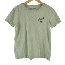 Lucky Brand Womens Lucky Clover T-Shirt Sage Green Embroidered Slub Tee Size M