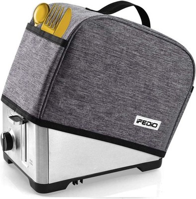 iFedio 2 Slice Toaster Cover with Two Pockets for Storing 2 Slice, Grey-2 