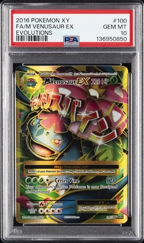 2016 POKEMON XY EVOLUTIONS #100 FULL ART/M VENUSAUR EX PSA 10
