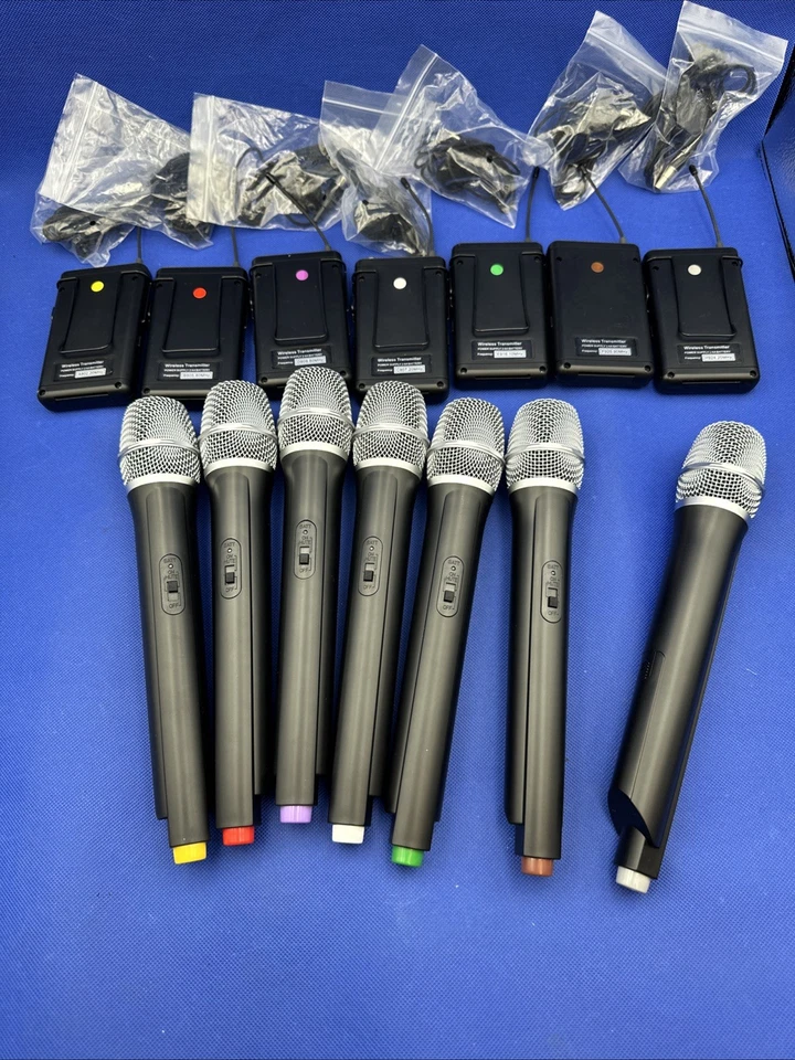 7 VocoPro Transmitters UDH UHF Wireless Bodypack &7 Microphone ( Different MhZ) - Image 3 of 4