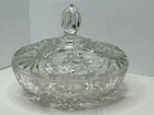 Mid Century Anchor Hocking Glass Prescut Star Of David Lidded Candy Dish Jar VTG
