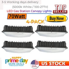 70W LED Gas Station Canopy Lights (350W Equiv) 21500LM Parking Garage Light 4PCS