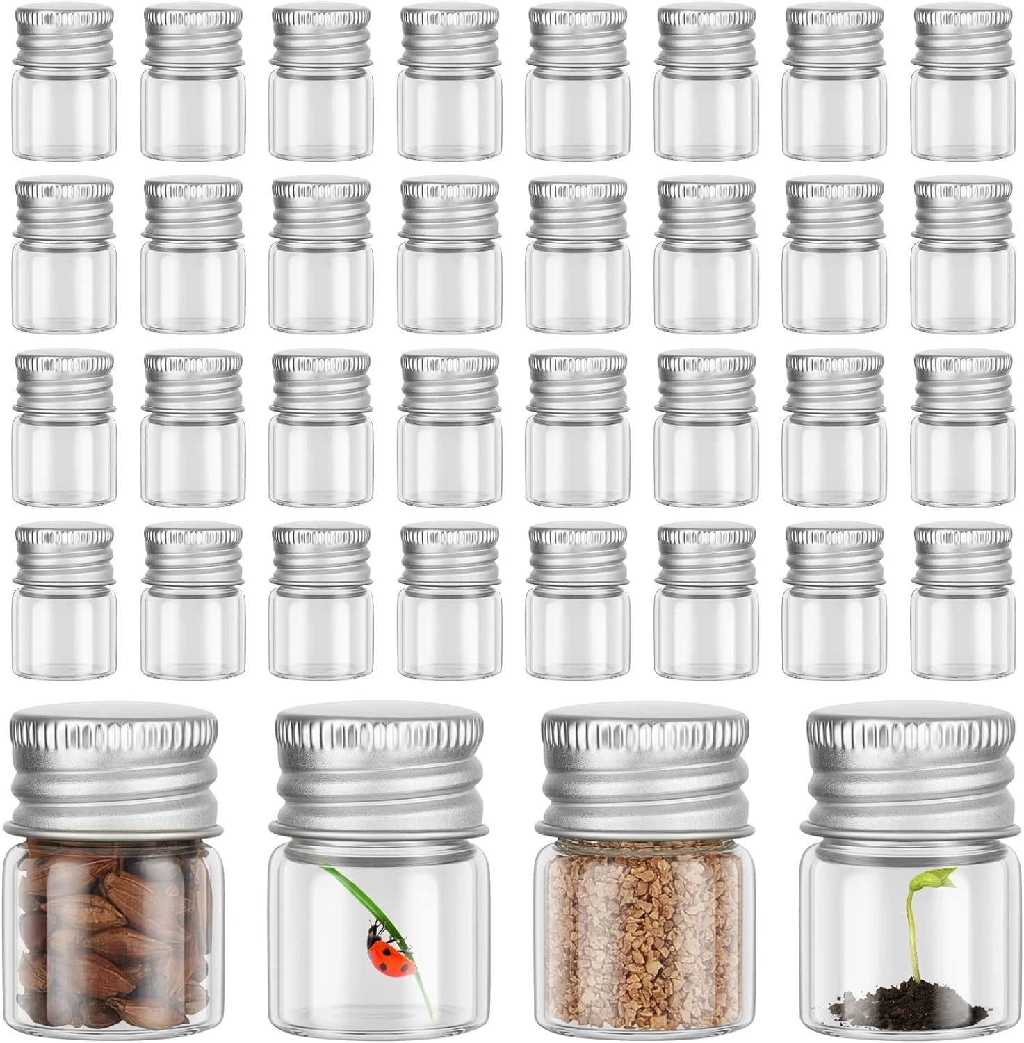 100 Pcs 5 ml Mini Glass Bottles with Screw Caps Tiny Jars Empty Glass Vials w
Opens in a new window