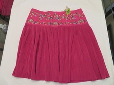 NWT OILILY TITAK Pink Embroidered Floral Skirt Accordion Style Pleats Sz 42