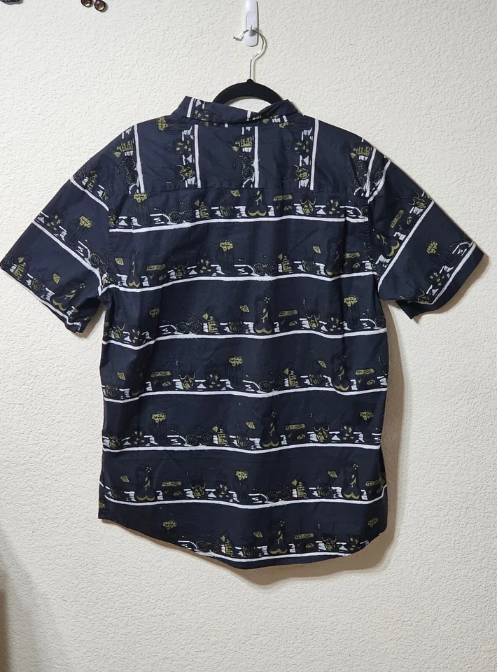 Matix Shirt Mens Size XL Dark Gray Hawaiian Button Up Short Sleeve w Pocket Top - Image 2 of 4