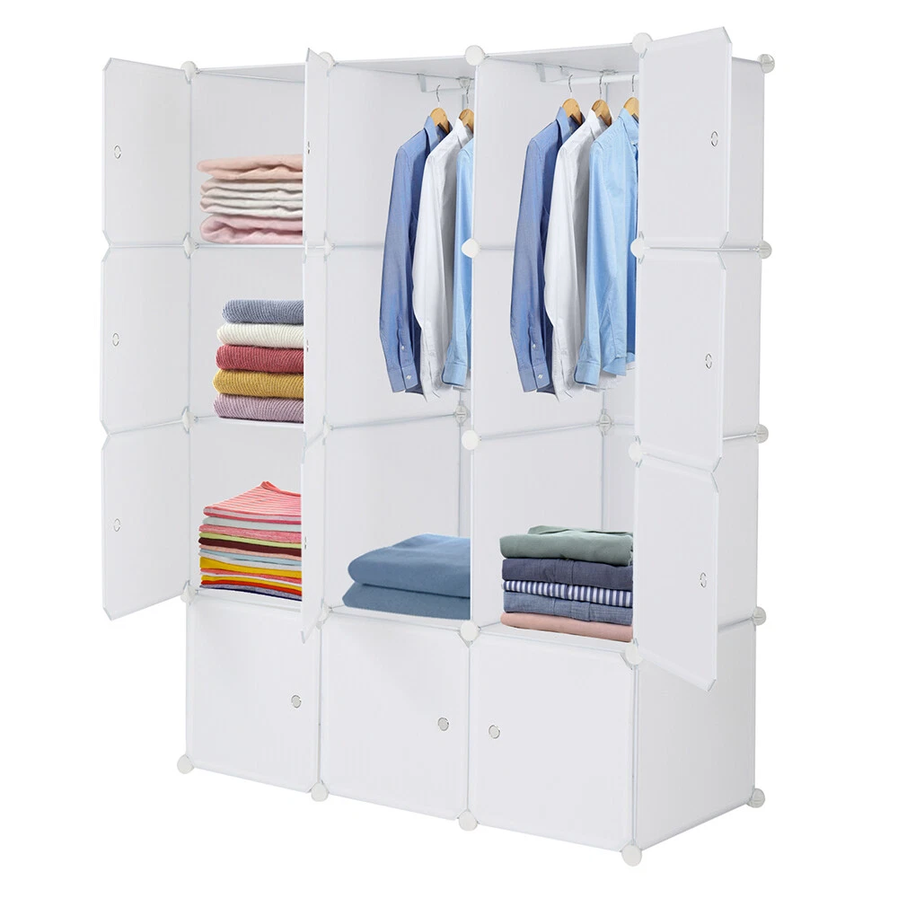 12Cube Organizer Stackable Plastic Cube Storage Shelves and Hanging Rod Standard 12Cube Organizer Stackable Plastic Cube Storage Shelves and Hanging Rod Standard