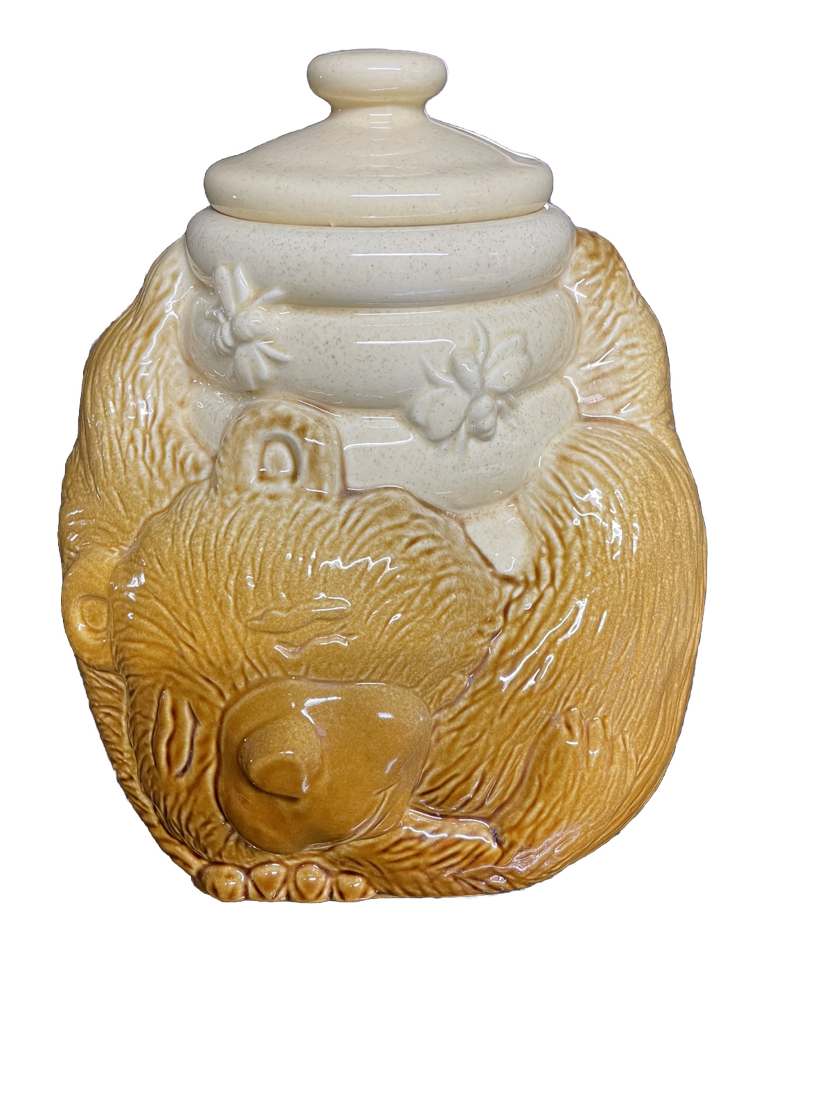 Vintage McCoy Honey Bear Cookie Jar Sleeping Bear Honey Pot Bees 143