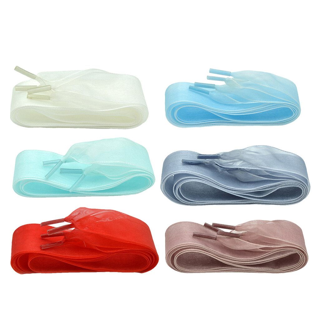 APL 6 paia di lacci larghi lacci in chiffon lacci in chiffon per scarpe