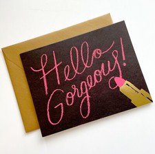RIFLE PAPER CO. Greeting Card  Envelope - "HELLO GORGEOUS" Metallic Gold A2