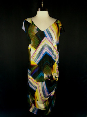 NEW R&K ORIGINALS Plus Size 3X Sheath Dress Blue Black Yellow Cap Sleeve Stretch