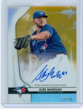 ALEK MANOAH 2020 Bowman Sterling Gold Refractor AUTO #'d 19/50 BLUE JAYS ROOKIE