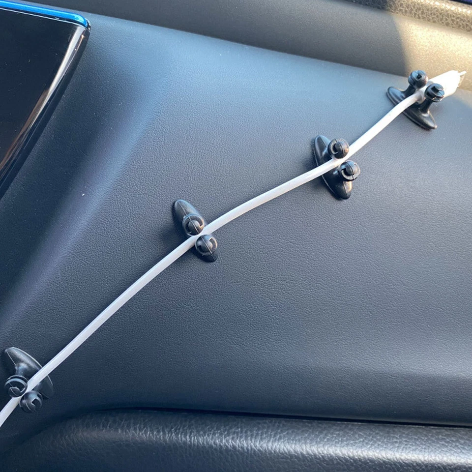 10* Car Phone Charger Wire Cord Cable Tidy Holder Drop Clip Organizer Line Fixer - Image 2 of 4