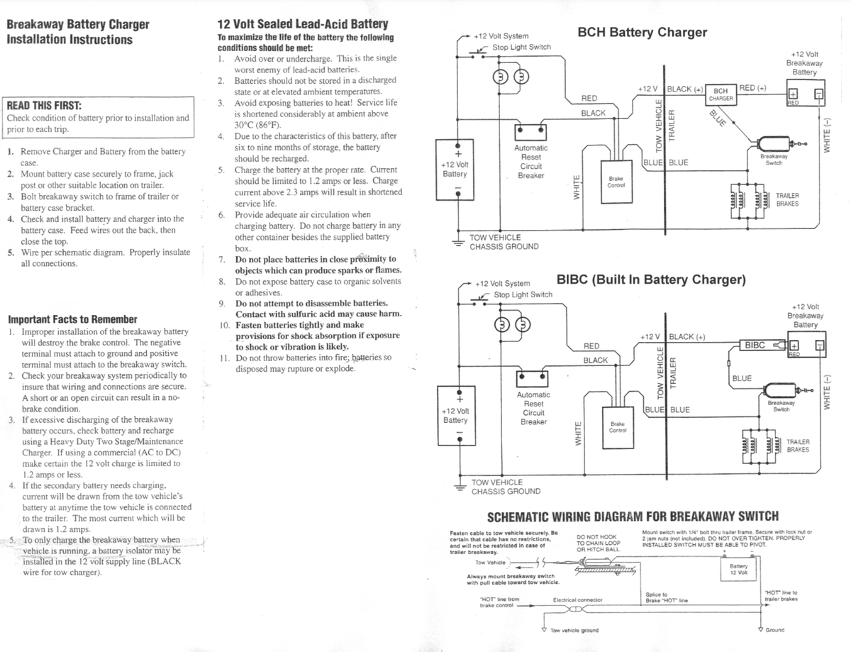 VISION LED Trailer Electric Break Away Brake Kit 12V Battery Charger Breakaway E - Foto 6