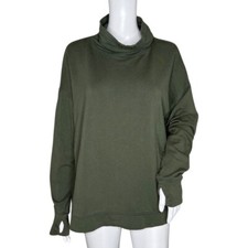 Offline by Aerie Sweatshirt Womens Medium Olive Green Funnel Pullover Lounge
