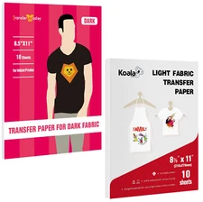 Inkjet Printable HTV Iron-on Heat Transfer Paper 20 Sheets DARK LIGHT Cotton
