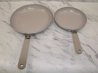 Frying Pans 2 pieces. By Green Life Dream, 8'' and 10''. TAUPE.   Great condition!