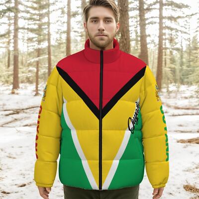 Guyana Flag Stand-up Collar Warm Down Jacket