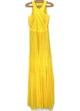 VERONICA BEARD Florencia Sleeveless Silk Maxi Dress Canary Yellow (MSRP $698)