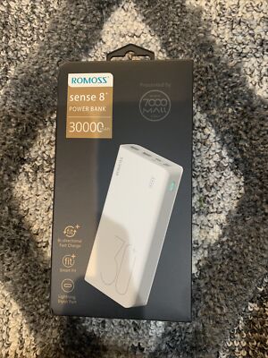ROMOSS 30000Mah Power Bank Sense 8+, 18W PD USB C Portable Charger with 3 Output