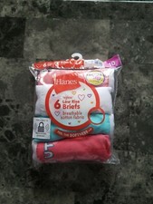 Hanes Girls' 6 Pair Low Rise Briefs Tagless Cotton Briefs Size: 10 NEW