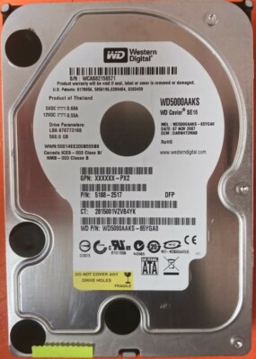       Hard Drive SATA Desktop 3.5'' WD5000AAKS-65YGA0 500GB DCM: DARNHT2MAB
