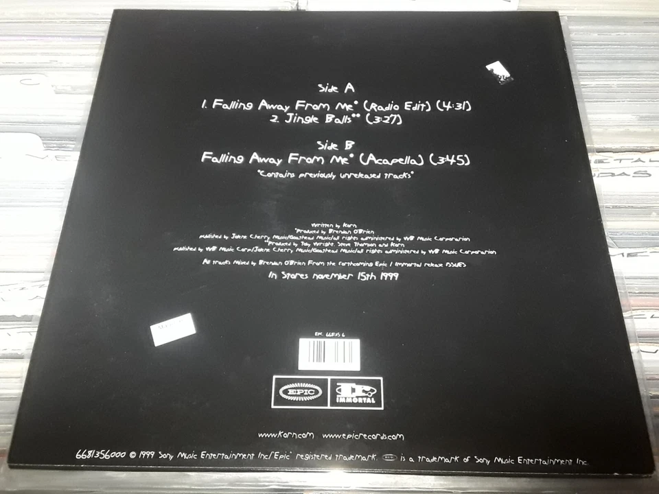 KORN 12" LP FALLING AWAY FROM ME RADIO EDIT ACAPELLA JINGLE BALLS METAL GERMAN - Imagem 3 de 4