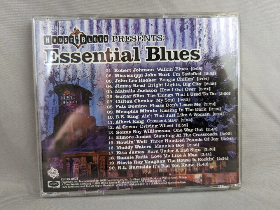 Vtg Blues 2003 House Of Blues Presents Essential Blues CD Rhino Music 20 Track Foto 2 de 4