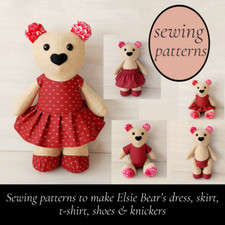 Teddy Clothes SEWING PATTERN, girls style clothes for Elsie Bear